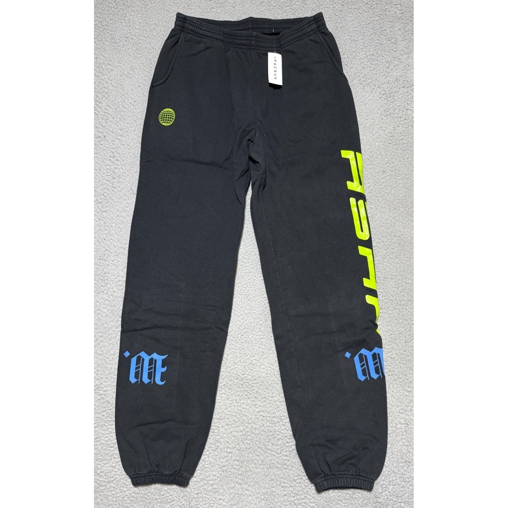 NEW PACSUN ASAP Worldwide Traplord Sweatpants Black Rocky Size Medium